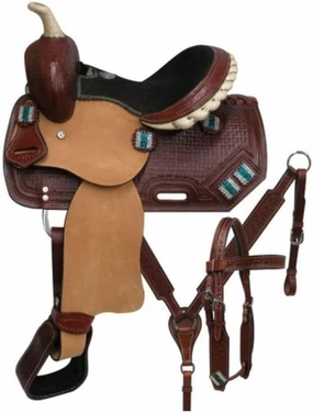 Western Barrel Racing Horse Saddles Trail Equestrian Horse Saddle Classic Quality Premium Leather Comfort for Horse Riding Size:10-18 inches Seat Available, BRL08