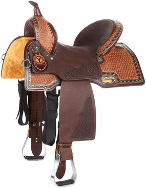Western Barrel Racing Horse Saddles Trail Equestrian Horse Saddle Classic Quality Premium Leather Comfort for Horse Riding Size:10-18 inches Seat Available, BRL12
