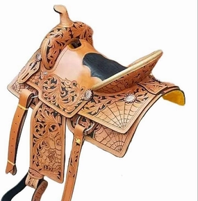 Western Barrel Racing Horse Saddles Trail Equestrian Horse Saddle Classic Quality Premium Leather Comfort for Horse Riding Size:10-18 inches Seat Available, BRL14