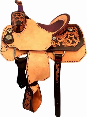 Western Barrel Racing Horse Saddles Trail Equestrian Horse Saddle Classic Quality Premium Leather Comfort for Horse Riding Size:10-18 inches Seat Available, BRL15