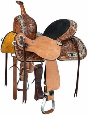 Western Barrel Racing Horse Saddles Trail Equestrian Horse Saddle Classic Quality Premium Leather Comfort for Horse Riding Size:10-18 inches Seat Available, BRL21