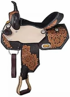 Western Barrel Racing Horse Saddles Trail Equestrian Horse Saddle Classic Quality Premium Leather Comfort for Horse Riding Size:10-18 inches Seat Available, BRL45
