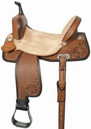 Western Barrel Racing Horse Saddles Trail Equestrian Horse Saddle Classic Quality Premium Leather Comfort for Horse Riding Size:10-18 inches Seat Available, BRL48