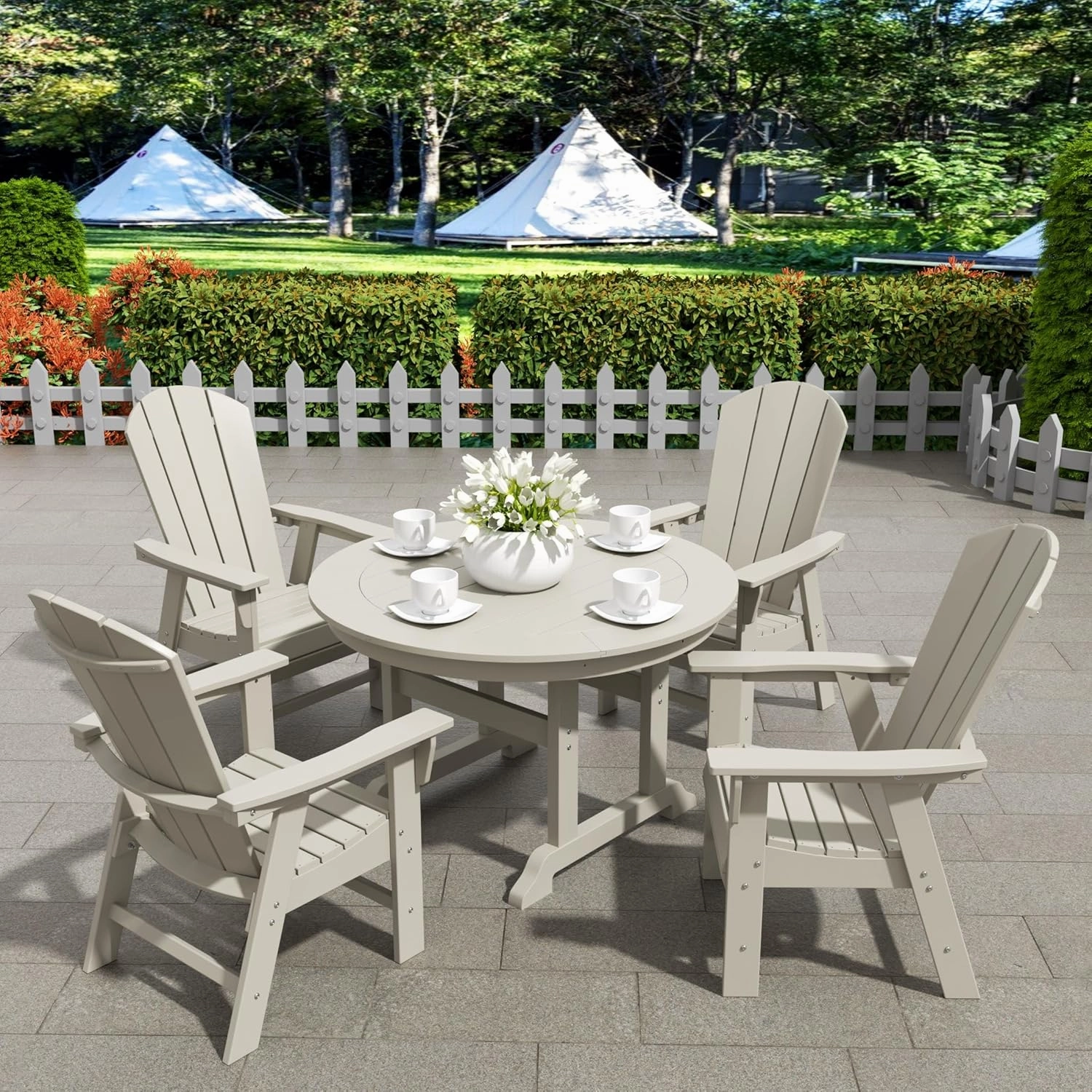 WestinTrends Malibu Malibu Outdoor Patio HDPE Plastic Adirondack Dining Chair Sand
