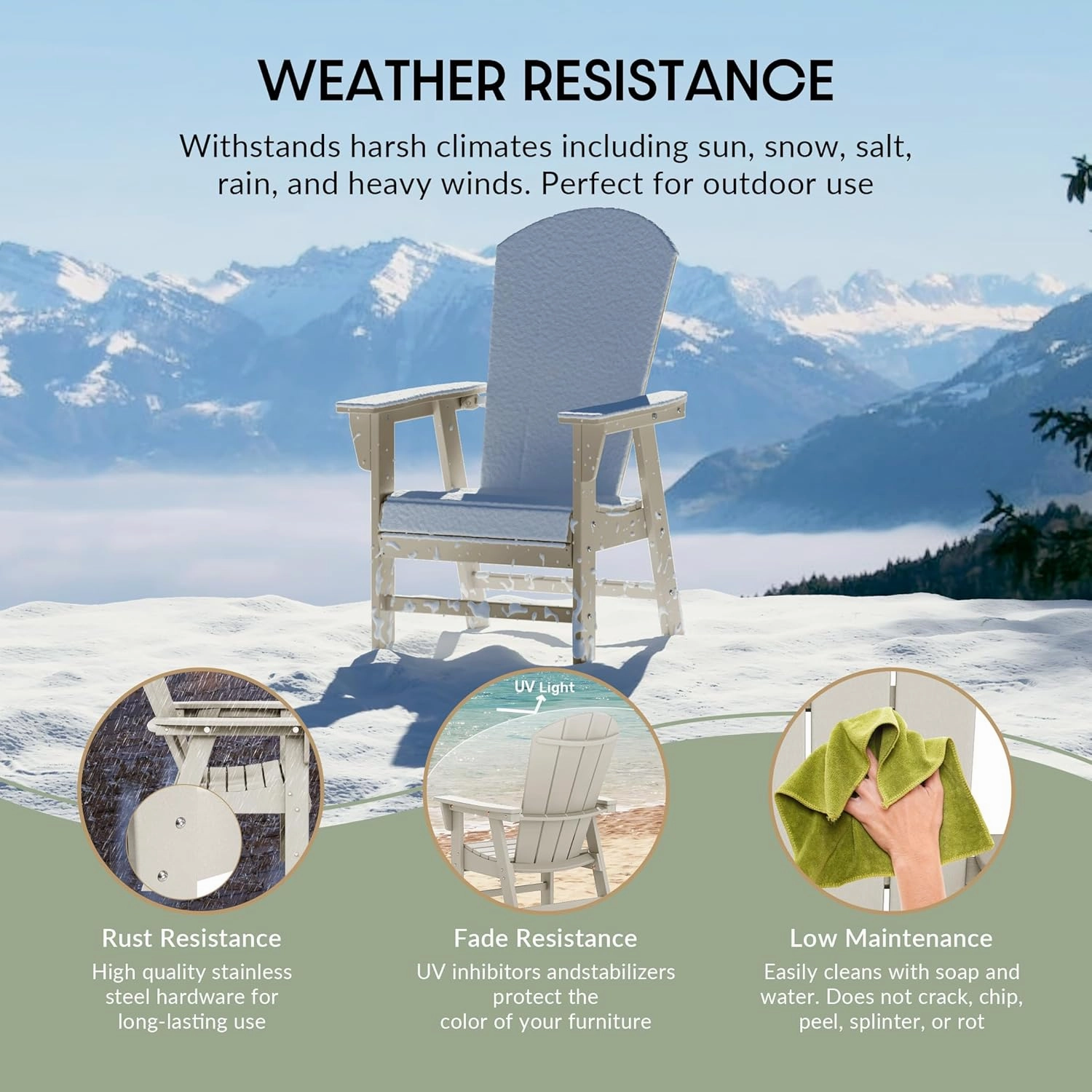 WestinTrends Malibu Malibu Outdoor Patio HDPE Plastic Adirondack Dining Chair Sand