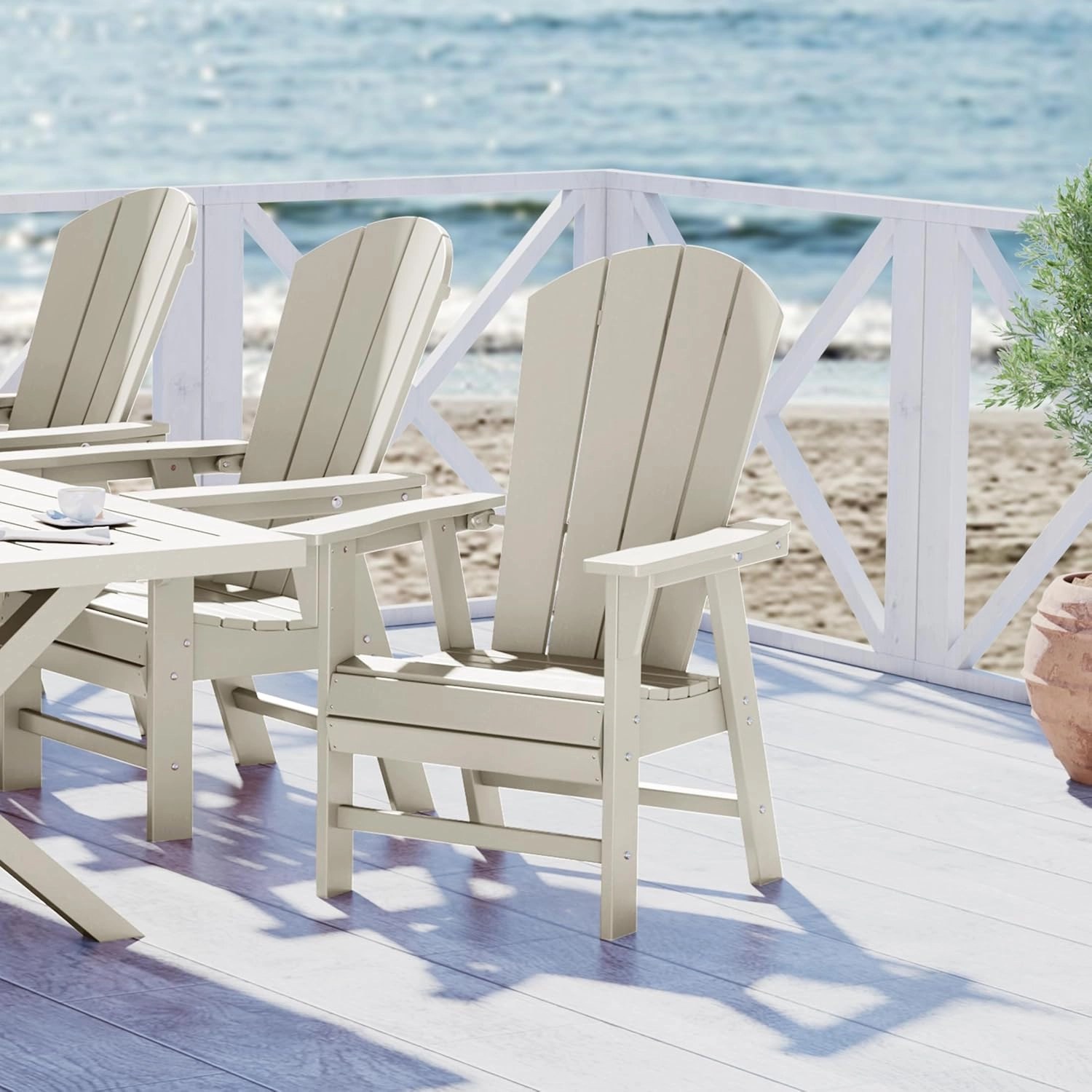 WestinTrends Malibu Malibu Outdoor Patio HDPE Plastic Adirondack Dining Chair Sand