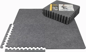 WF Athletic Supply Carpet Top EVA Foam Floor Tiles, Carpet Texture Surface Puzzle Interlocking Mats for Home Gym, Kids Room & Living Room; 24-inch x 24-inch x 12-mm per Tile