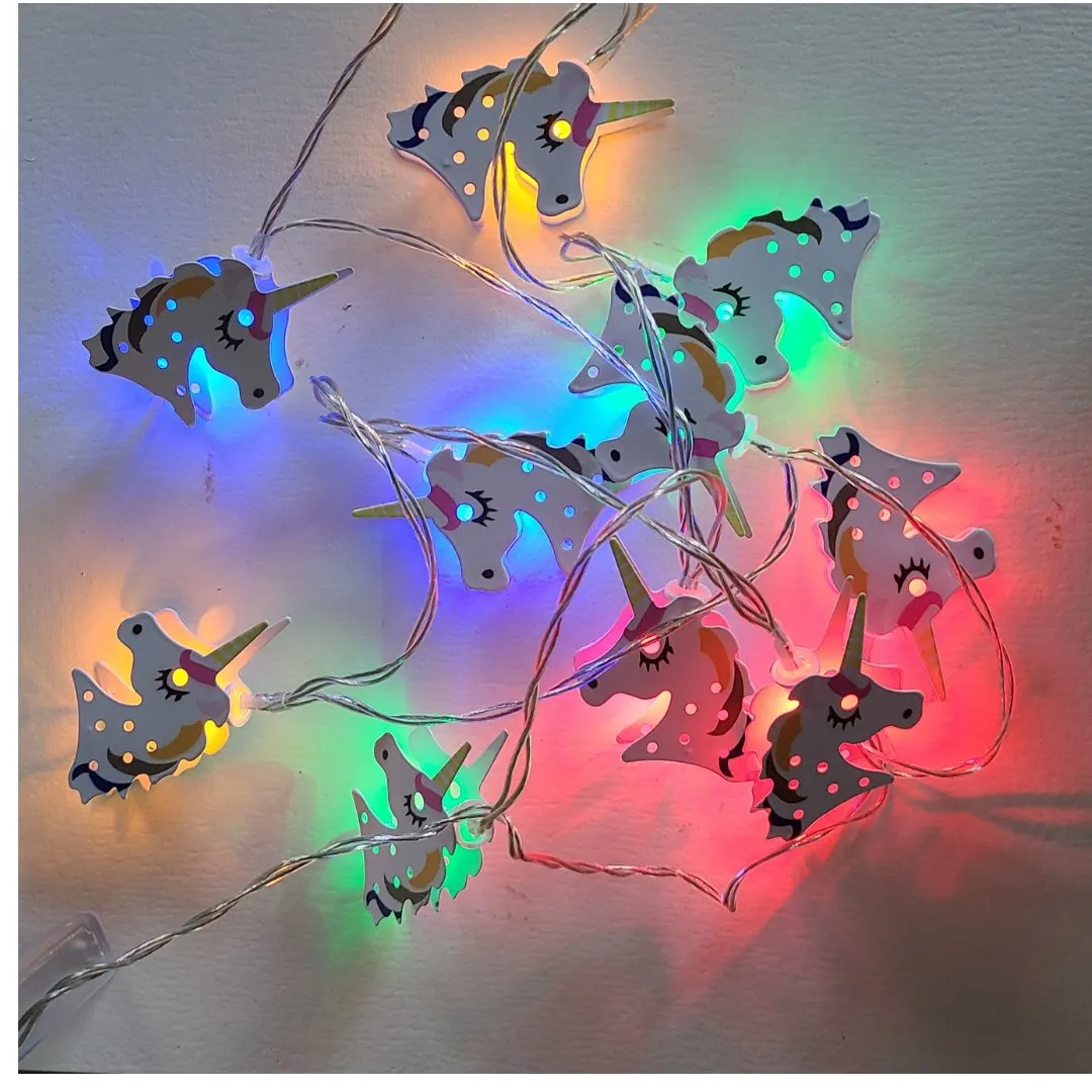 White Metal Unicorn USB Light Set