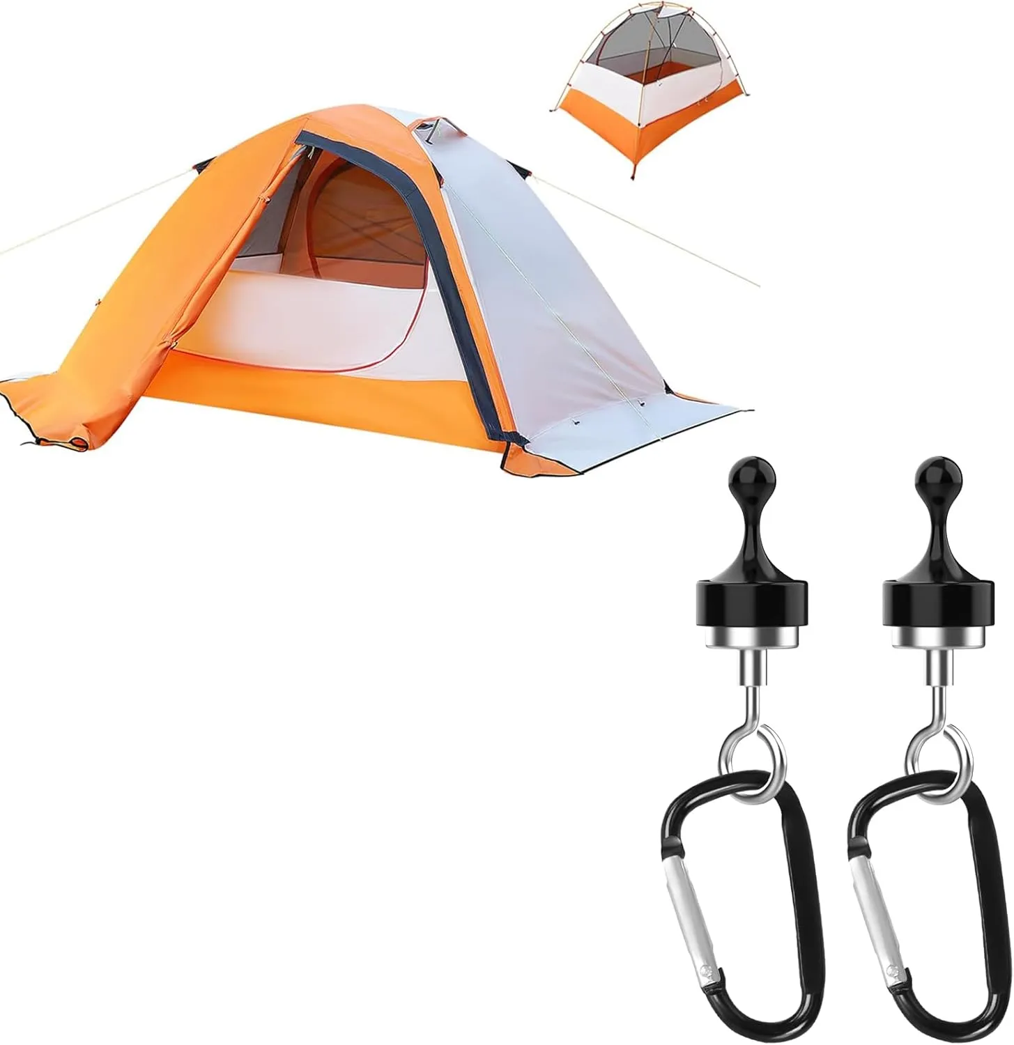 Winter Camping Tent - Lightweight & Waterproof Backpacking Tent & 2 Magnetic Camping Hooks, Heavy-Duty Tent Hanger Hooks with Magnet Clip