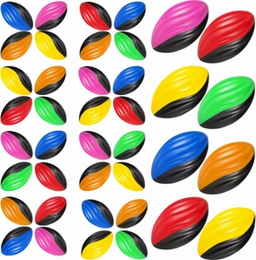 Woanger 50 Pcs Mini Foam Football Bulk 5 Inch Soft Small Waterproof Sports Football Colorful Spiral Squeeze Football for Boys Girls Indoor Outdoor Game Birthday Party Favor Toys