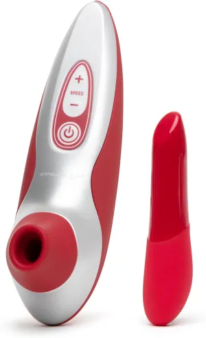 Womanizer Pro40 Red Pleasure Air Clitoris Sucker & We-Vibe Tango X Red Massage Bullet Vibrator - Female Sex Toys Bundle