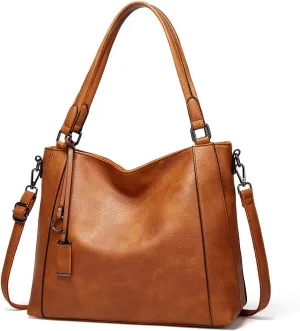 Women Handbag PU Leather Shoulder Bag Large Capacity Tote Bag with Detachable Shoulder Strap