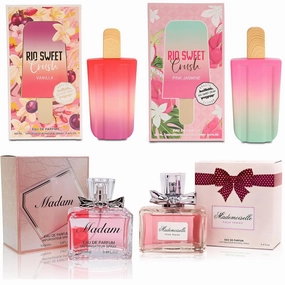 Women Perfume Set 4 Piece Different Scents(RIO Sweet Crush Jasmine/Vanilla/Madam/Mademoiselle) Eau de Parfum Spray Long Lasting Fragrance Sets with Luxury Gift Box for Birthday or Anniversary