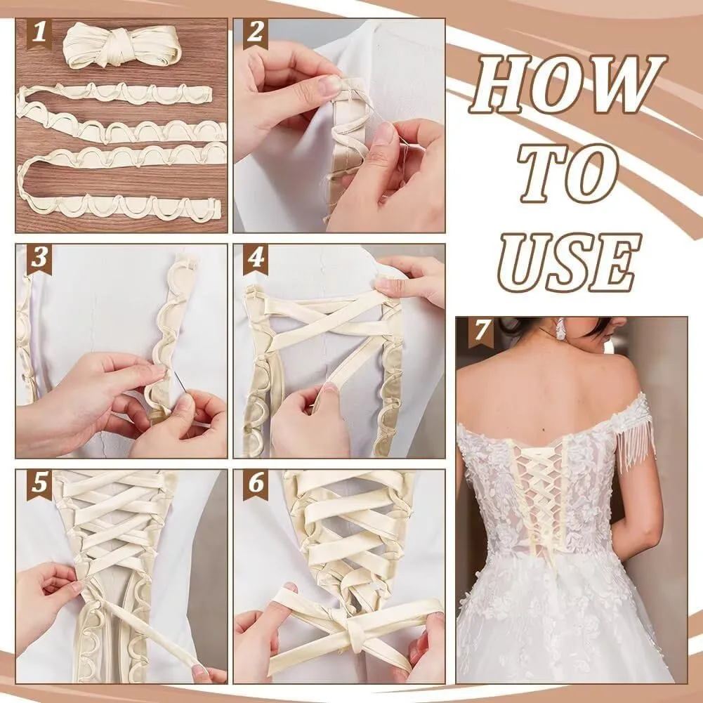 Women's Corset Back Kit Satin Wedding Dress Zipper Replacement Adjustable Lace-up Fit Prom Formal Dress