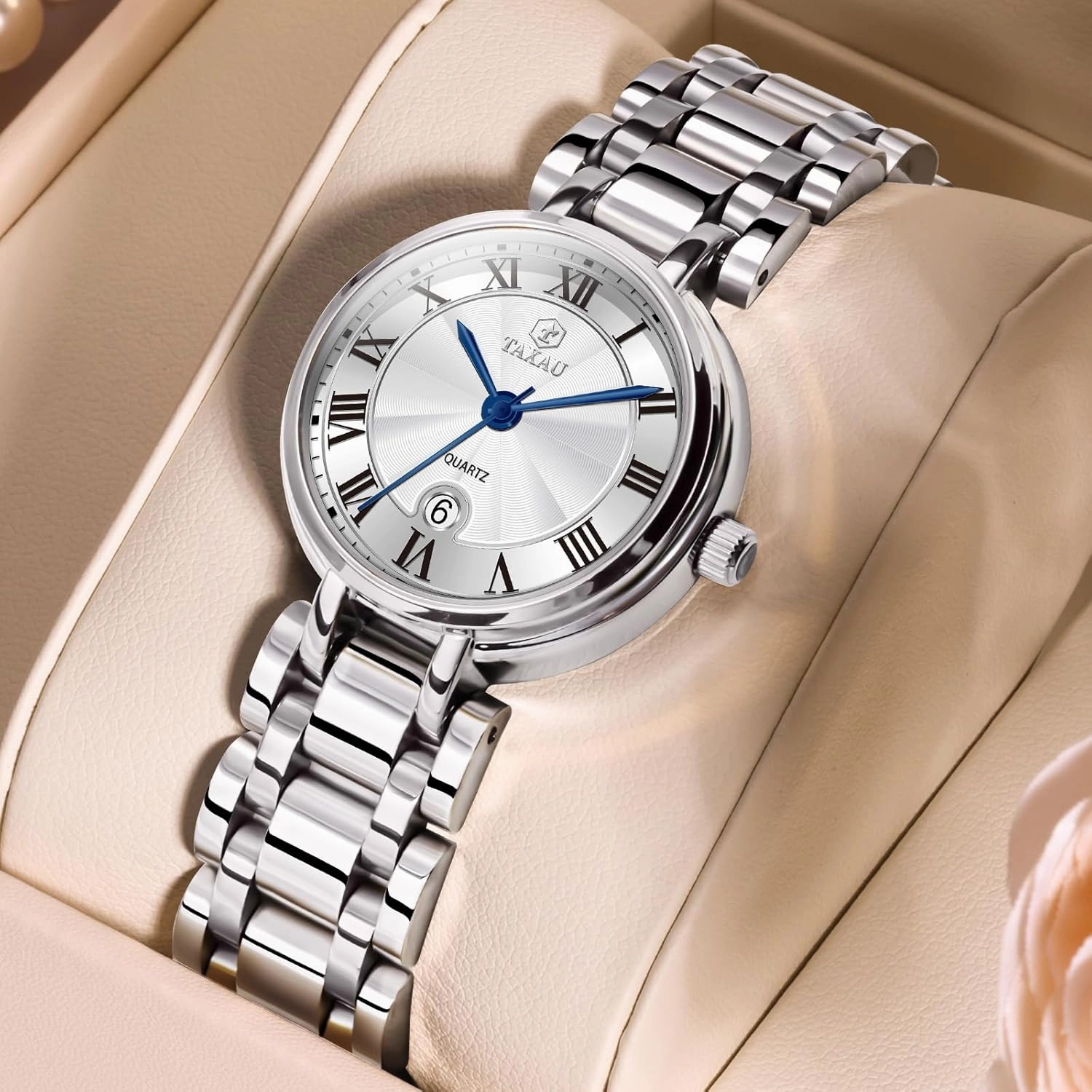 Womens Watch Casual Fashion Silver Waterproof Watches for Women Easy Read Analog Quartz Stainless Steel Ladies Watches with Date