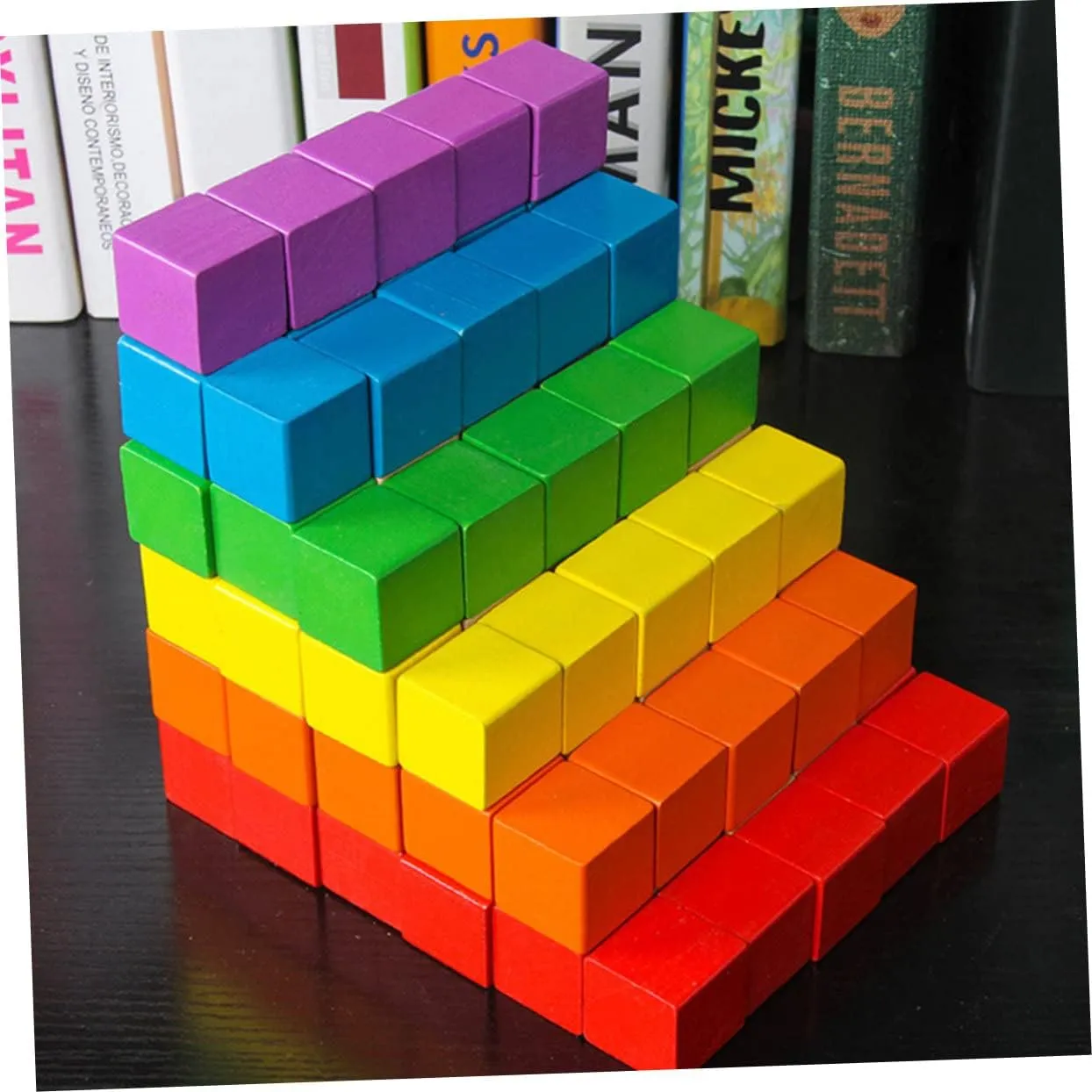 Wood Square Blocks 50pcs Craft Cubes Tiles Craft Materials Geometric Solids for Boys and Girls' Imagination