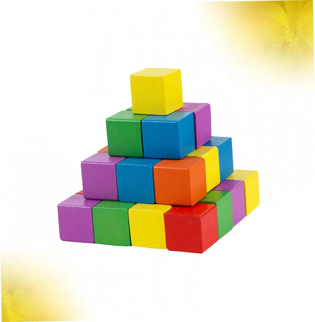 Wood Square Blocks 50pcs Craft Cubes Tiles Craft Materials Geometric Solids for Boys and Girls' Imagination