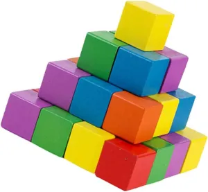 Wood Square Blocks 50pcs Craft Cubes Tiles Craft Materials Geometric Solids for Boys and Girls' Imagination