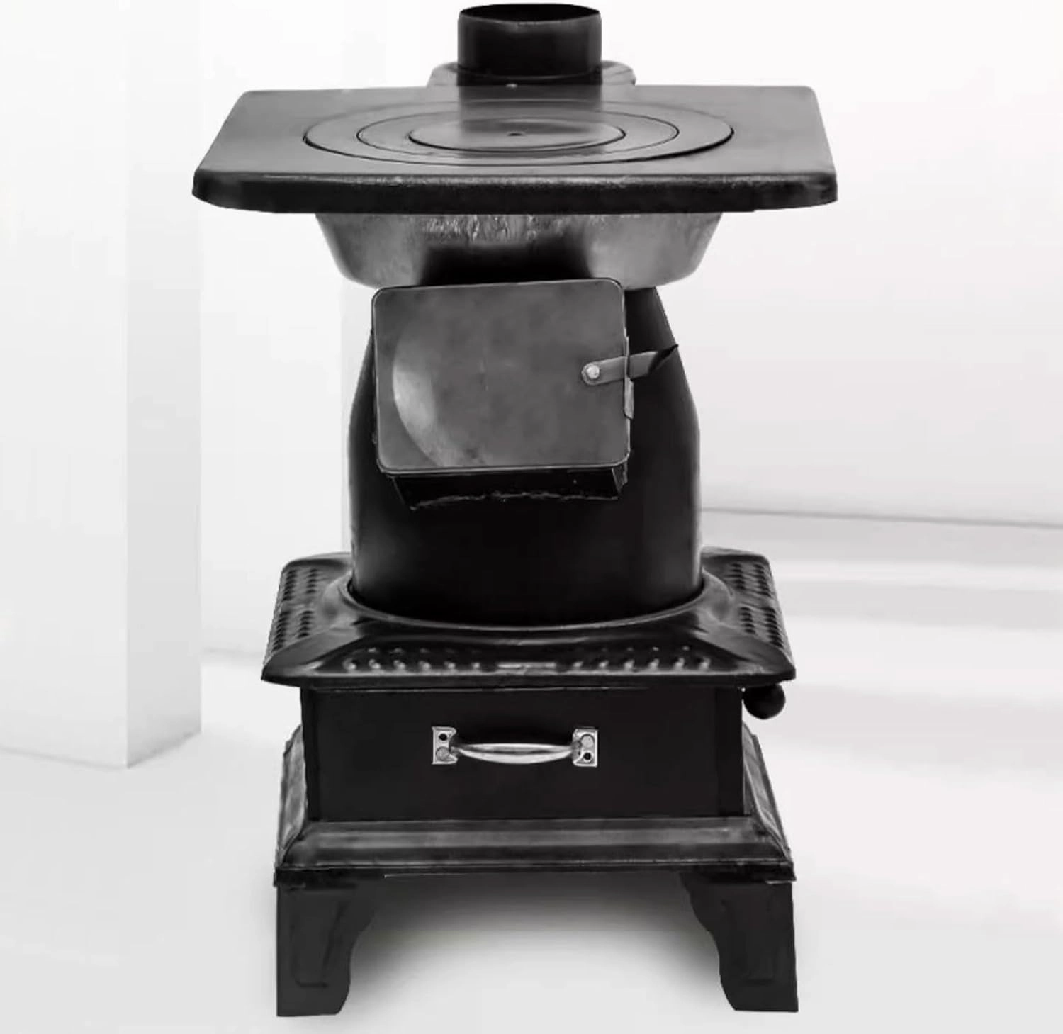 Wood Stove Steamer Cast Iron, Sealed Furnace Lid Design, One Stove with Multiple Uses, Small Portable for Hot Tent Camping Outdoor Cooking and Heating (Size : B)