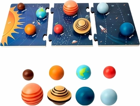 Wooden Solar System Model Board kit, Montessori Planet Puzzle, 3D Science Educational Planets Balls, Space Learning Toys for Boys and Girls
