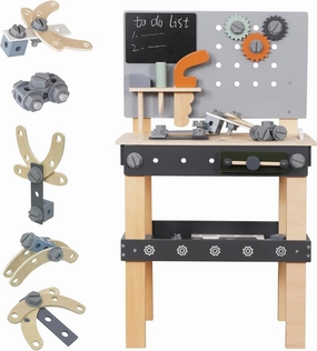 Wooden Toy Workbench for Kids, Construction Workshop Tool Bench Toys,51 Pieces Toy Tools Set w/Storage Space, Educational Gift for Girls & Boys Children 3 Years