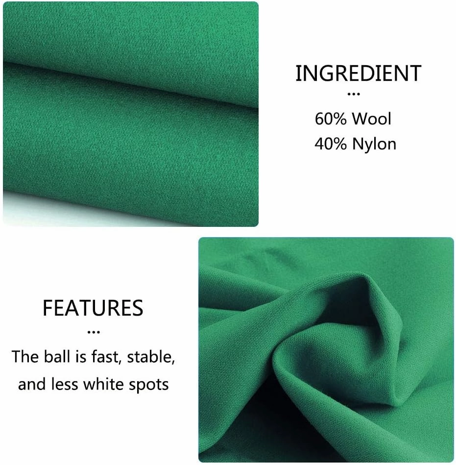 Worsted Blend Billiard Cloth Pool Table Felt Fast Speed for 7' 8' 9' Pool Table Pre Cut Bed & Rails