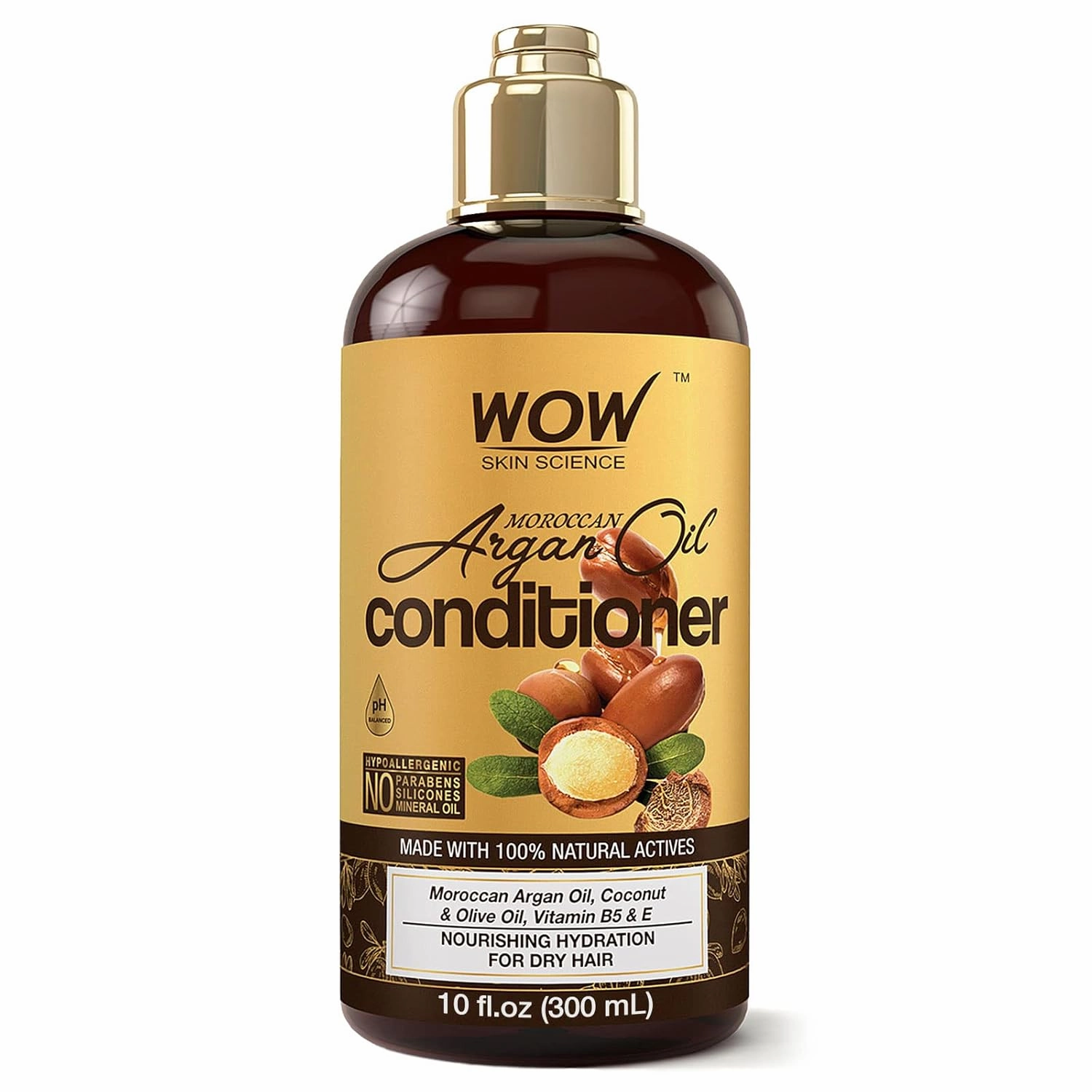 WOW Skin Science Moroccan Argan Oil Hair Conditioner Increase Gloss, Hydration, Shine - Reduce Itchy Scalp, Dandruff & Frizz - No Parabens or Sulfates - All Hair Types (10 Fl Oz (Pack of 1))