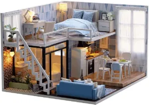 XHTLLO Doll House Kit, Cute Dollhouse Miniature House Toy Kit with Music, The Castle in the Sky