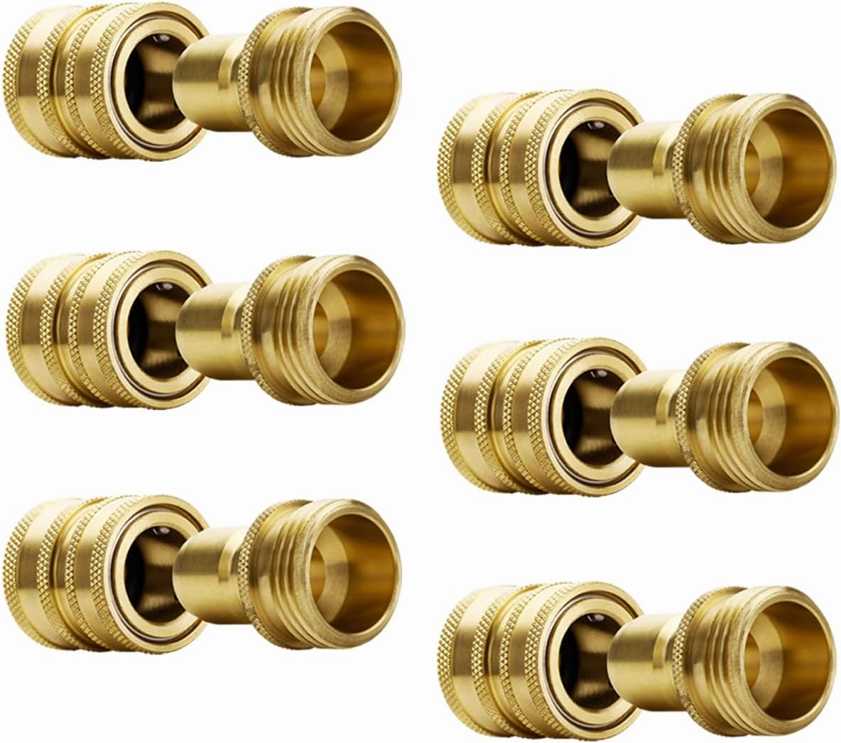 YAMATIC Garden Hose Quick Connect Water Hose Fittings - 3/4" Thread - High Grade Brass Durability and Leak Free Upgrade(6 PACK)