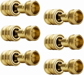 YAMATIC Garden Hose Quick Connect Water Hose Fittings - 3/4" Thread - High Grade Brass Durability and Leak Free Upgrade(6 PACK)
