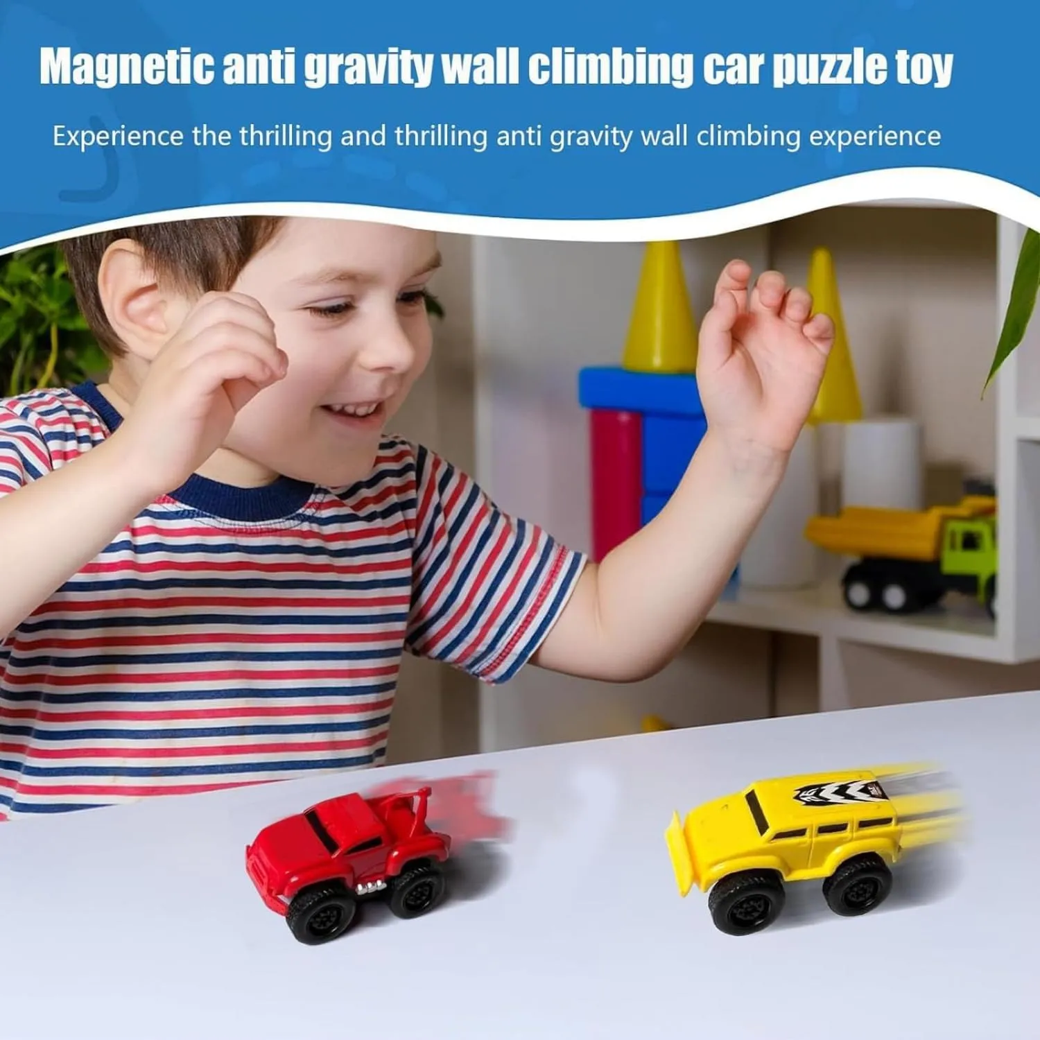Yearpilrim Magnetic Wall Climbing Toy Car - Magnetic Anti-Gravity Wall-Climbing Toy Car, Portable Mini Magnetic Wall Climbing Cars, Cars That Drive on Walls and Ceiling (3Pcs)