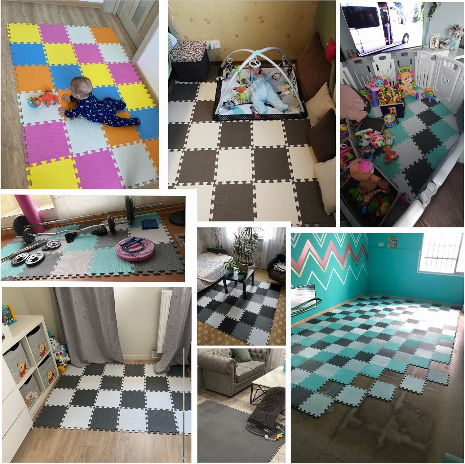 YIMINYUER® 20 Tiles (30cm×30cm×1cm Each Tile) Baby Soft Puzzle Play Mats, Kids Thick EVA Foam Floor, Toddlers & Children's Soft Interlocking Mat R01R04R09G301020