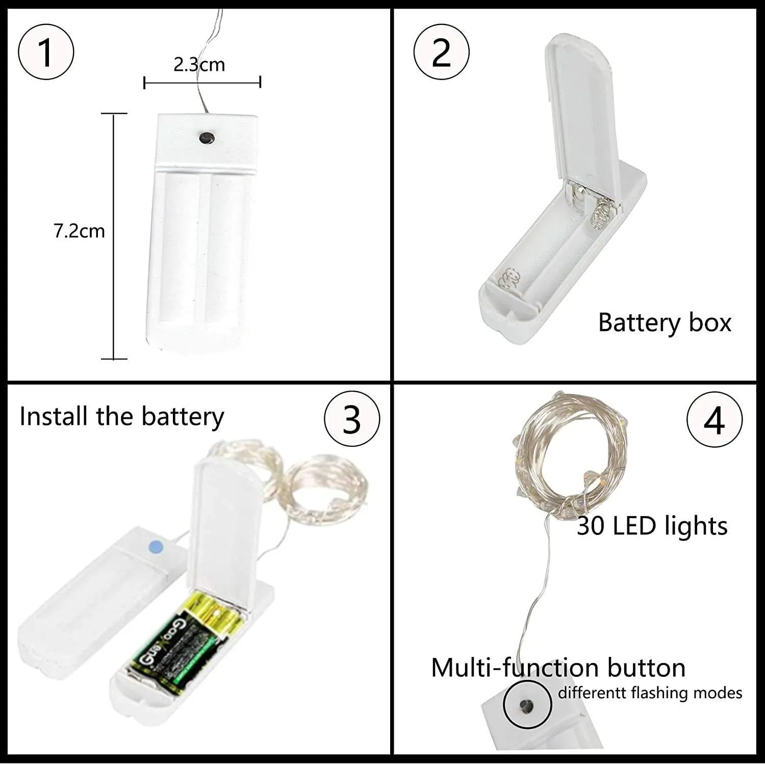 YJFWAL 12 Pack 30 LED Fairy String Lights with Timer Function, Waterproof Fairy Lights Wire Lights,Battery Operated Firefly Lights(AAA Batteries Included),for Patio,Garden,Wedding Decor (Warm White)