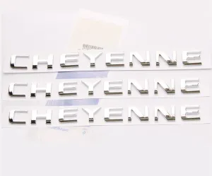 Yoaoo 3Pack OEM Chrome Cheyenne Nameplates Emblems Badge Compatible with Silverado Shiny 3D New