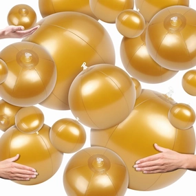 YOGFIT 24 PCS Beach Ball, Golden Inflatable Beach Balls for Swimming Pool Party Toys Decorations, Summer Beach Party Favor(6PC *5 inch, 6PC*12 inch,6PC*16 inch,6PC*20 inch)