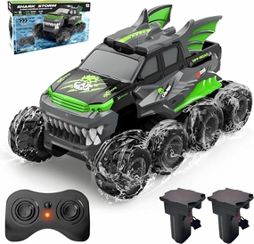 YOLOPLUS  Amphibious Remote Control Car 8WD RC Monster Truck, 2.4GHZ 1:16 Waterproof All-Terrain Off-Road RC Cars Toys, Pool Toys Gifts for Boys and Girls Age 8-12, Green