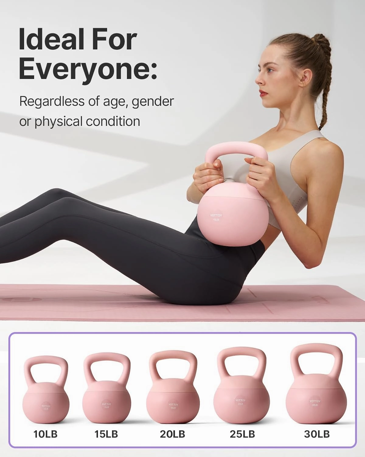 YOTTOY Soft Kettlebell,Kettlebell Anti-Slip Grip Weight for Home Workouts, Kettlebells Set Strength and Safety Guaranteed