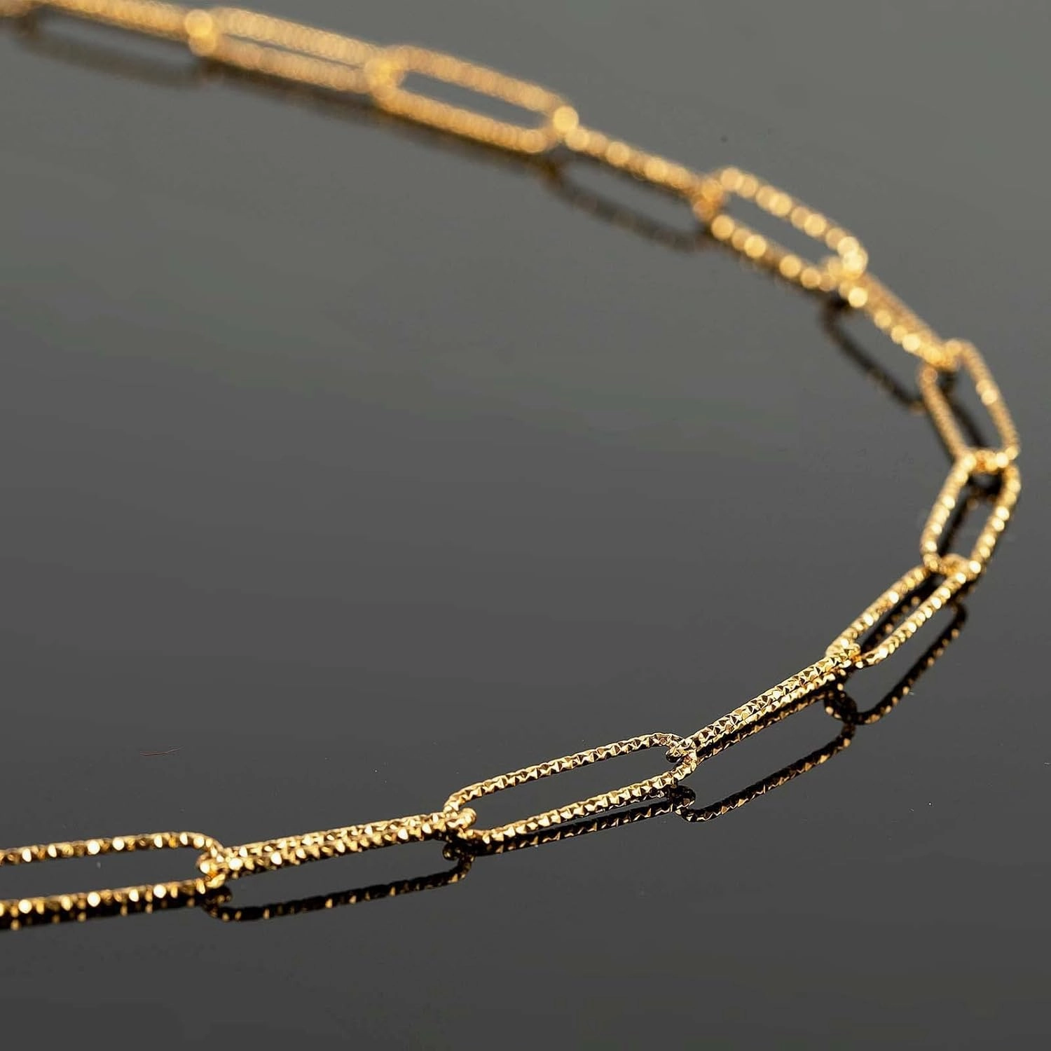 YOUBEIYEE 16.4 Feet Stainless Steel Chain for Jewelry Making, Gold Plated Embossed Paperclip Necklace Chains Bulk with Jump Rings and Lobster Clasps
