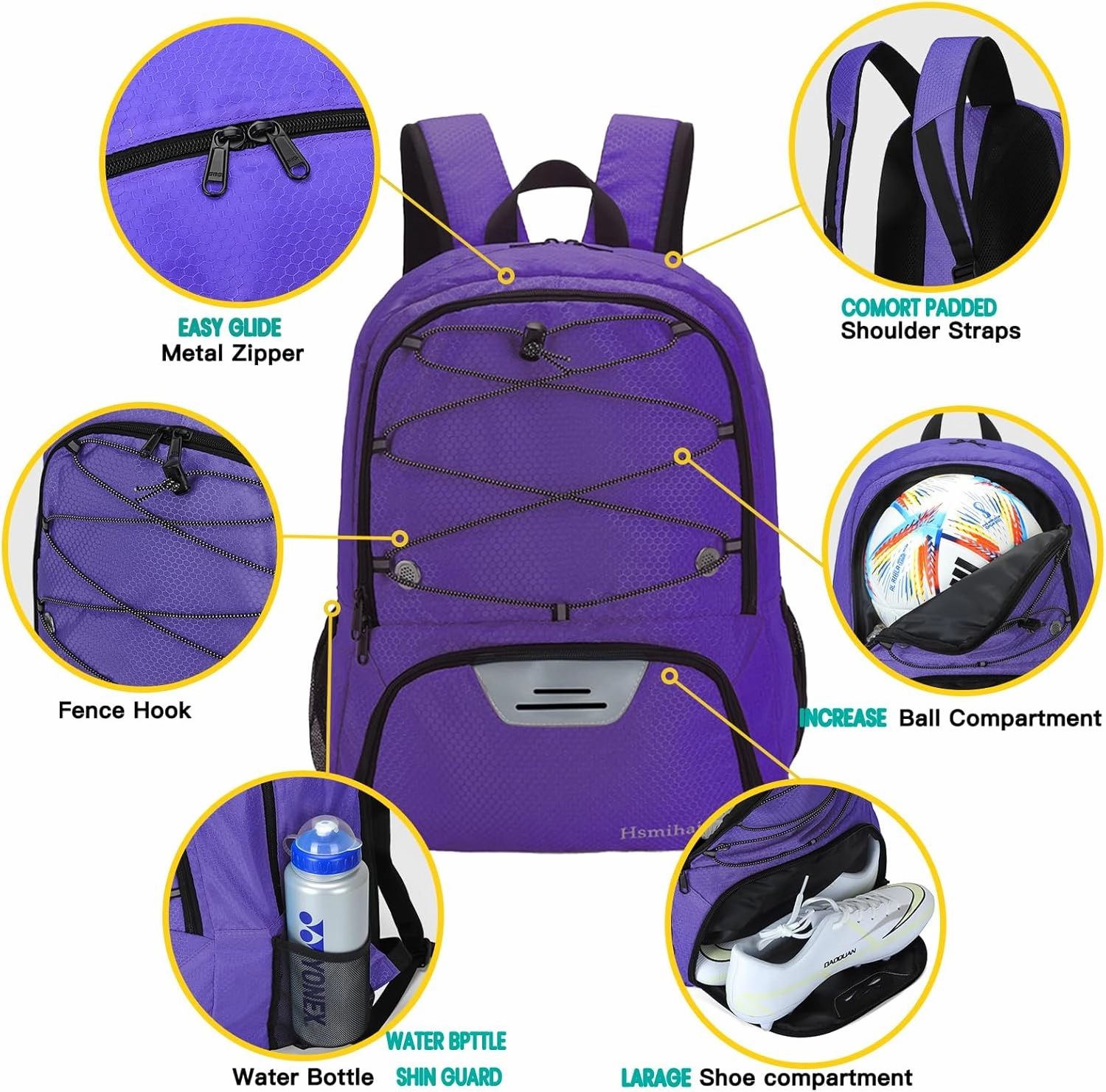 Youth Soccer Bag-Soccer Backpack&Backpack for Football Basketball,with Ball Compartment Separate Cleat Package