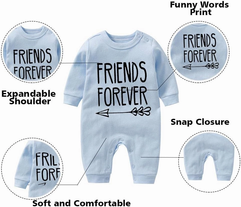 YSCULBUTOL Baby Twins Bodysuit with hat Born Together Friend Forever Baby boy Clothes Toddler Girl Clothes