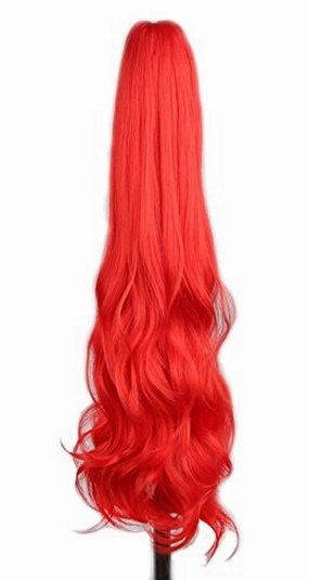 Yuehong Long Wavy 21" Colorful Clip In/On Hair Extensions Piece Curly Claw Ponytail wig (Red)