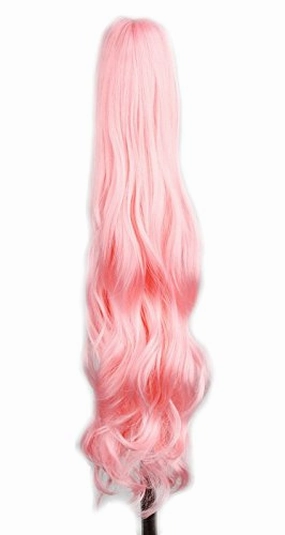 yuehong Long Wavy 21" Colorful Clip In/On Hair Extensions Synthetic Piece Curly Claw Ponytail wig (Pink)