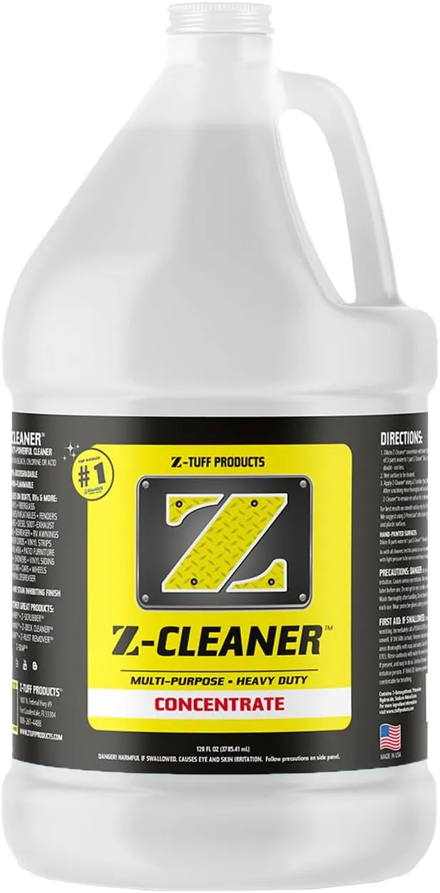 Z-TUFF PRODUCTS Cleaner Boat Vinyl Cleaner, Dirt, Grime and Water Spot Remover, Heavy-Duty Concentrated Multi-Purpose Cleaner for Boat, RV, Home, and Golf Carts – Nonflammable, 1 Gallon Concentrate