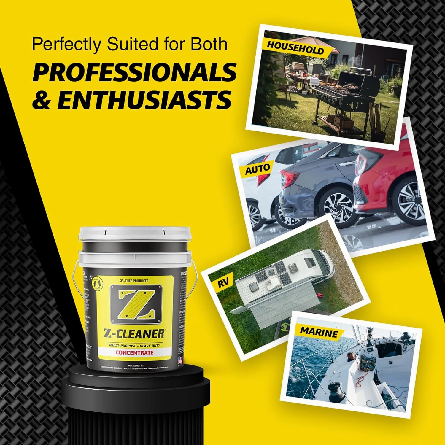 Z-Cleaner Boat Vinyl Cleaner, Dirt, Grime and Water Spot Remover, Heavy-Duty Concentrated Multi-Purpose Cleaner for Boat, RV, Home, Golf Carts, Nonflammable and Safe, 5 Gallon Concentrated
