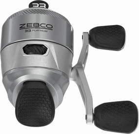 Zebco 33 Platinum Spincast Fishing Reel, Size 30 Reel, Right or Left-Hand Retrieve, 4.7:1 Gear Ratio, Pre-spooled with 10 lb Zebco Cajun Line, Silver