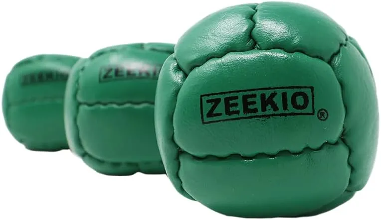 Zeekio - Galaxy Juggling Ball - Professional Grade - Suitable for All Levels & Ages - Premium 12 Panel Genuine Leather Ball Durable - 130 Grams 67mm - Set of 3 - Green