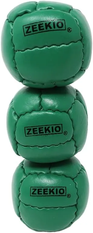 Zeekio - Galaxy Juggling Ball - Professional Grade - Suitable for All Levels & Ages - Premium 12 Panel Genuine Leather Ball Durable - 130 Grams 67mm - Set of 3 - Green