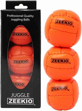 Zeekio - Galaxy Juggling Ball - Professional Grade - Suitable for All Levels & Ages - Premium 12 Panel Genuine Leather Ball Durable - 130 Grams 67mm - Set of 3 - Orange