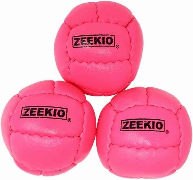 Zeekio - Galaxy Juggling Ball - Professional Grade - Suitable for All Levels & Ages - Premium 12 Panel Genuine Leather Ball Durable - 130 Grams 67mm - Set of 3 - Pink