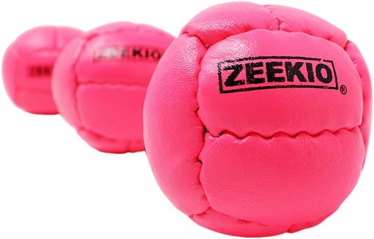 Zeekio - Galaxy Juggling Ball - Professional Grade - Suitable for All Levels & Ages - Premium 12 Panel Genuine Leather Ball Durable - 130 Grams 67mm - Set of 3 - Pink